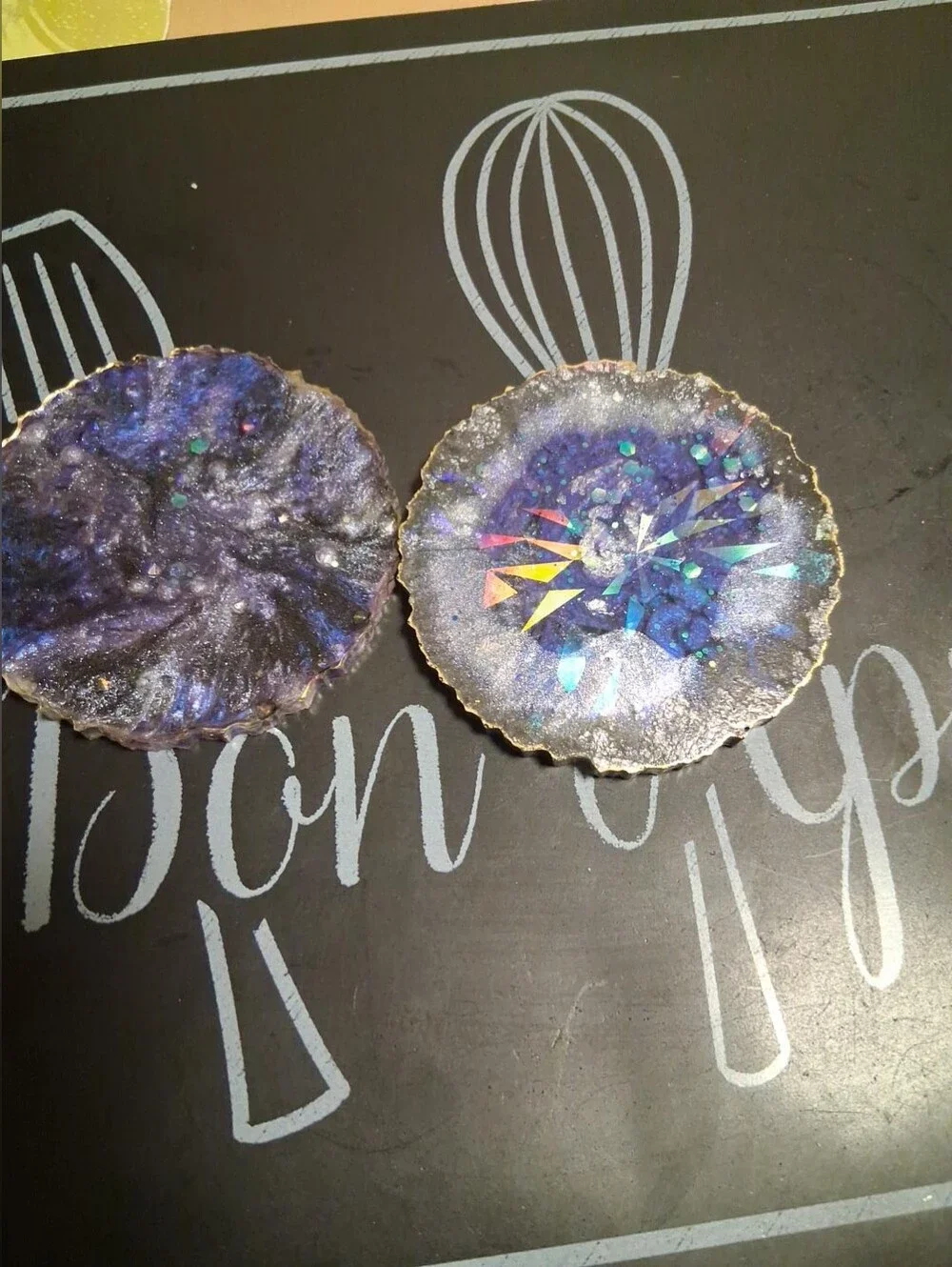 Handmade Galaxy Coaster Set - Purple & Navy Blue